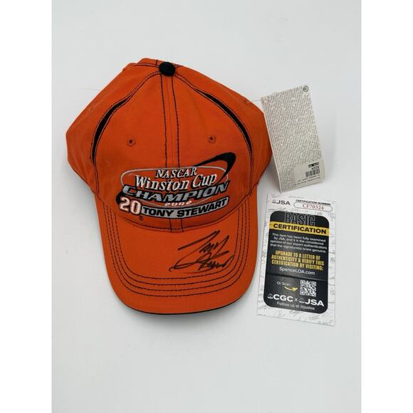 Tony Stewart Autographed Hat NASCAR Winston Cup Champion 2002 Orange JSA Chase - Picture 1 of 14